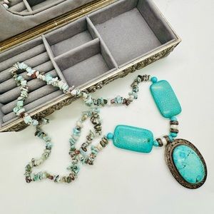 Vintage Southwestern Turquoise Silver Necklace
